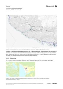 Kart som viser foreslått plassering av vannbehandlingsanlegg og sjøledning i Balsfjord kommune, samt kart over kjente kulturminner i Skutvik.