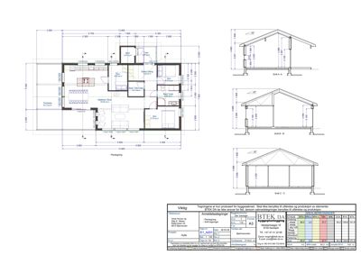 Etasjeplan (plantegning) med romfordeling, mål og fasadeopprikk