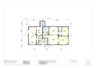 Etasjeplan (Plan 1) for en firemannsbolig med romfordeling, mål og arealoppdelinger.