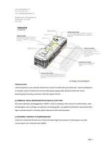 Fotografi av en 3D-modell av en bygning med overlappende tekstbeskrivelser og en overskrift 'Se vedlagt oversiktsdiagram'.