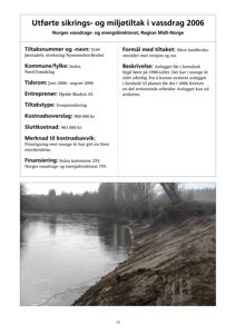 Fotografi av en elv med erosjonssikring langs bredden, inkludert tekstbeskrivelse om tiltaket.