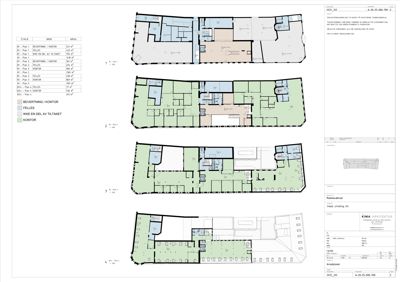 Etasjeplaner (ETAS-E) som viser romfordeling og areal for ulike etasjer i et bygg.