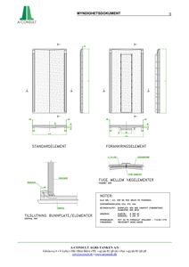 Teknisk detaljtegning som viser konstruksjonen av betongvegelementer, inkludert standardelement, forankringselement og tilslutning av bunnplate.