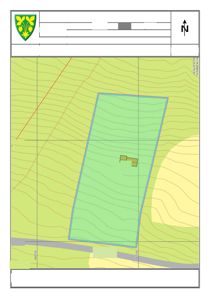Situasjonskart som viser eiendomsgrenser, topografi og bygningsplassering for eiendommen Blomåsveien 123.