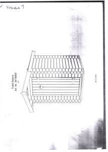 Fotografi av en tegning som viser et 3D-utsnitt (rendering) av et tretoalett.