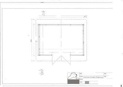 Etasjeplan (Ground plan) for en Polhus-modell (FE3330-16 Svea) med angitte mål på veggene og rommet.