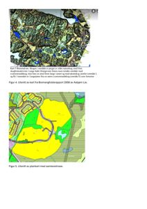 Bildet viser to kartutsnitt: øverst et topografisk kart over Benestad øst med skog og vann, nederst et plankart med samleveilraser (grønne og gule områder). Begge er geografiske representasjoner.