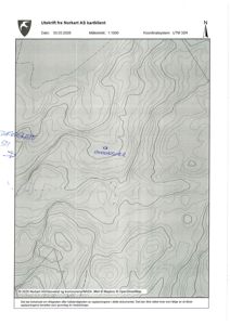 Kartutsnitt fra Norkart AS som viser terrengform (konturlinjer) og håndskrevne merknader om 'Takrøys' og 'Skredhøyder'.