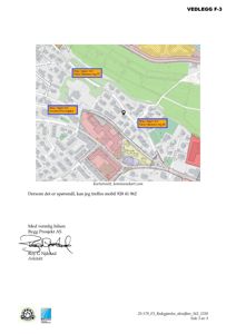 Kartutsnitt som viser bygningers plassering i forhold til veier og grøntområder.