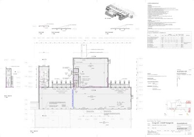 Etasjeplan (Clag 3.0) for CO-OP Norge SA, som viser romfordeling, dører, vinduer og tekniske installasjoner.