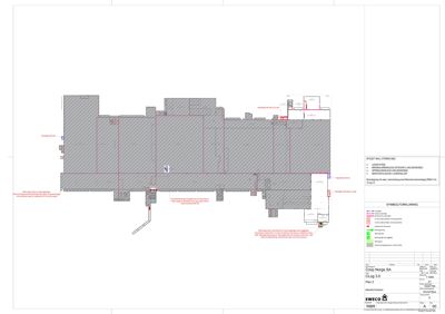 Etasjeplan (Plan 2) som viser romfordeling, vegger og utstyr i en bygning.
