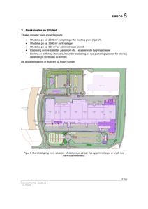 Oversiktsstegning av ny situasjon med angitte utvidelser på kjøl, frys og administrasjon (markert med rosa/lilla skravur).