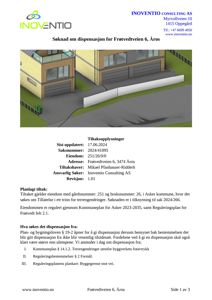 Et 3D-modellert bilde (rendering) av en bygning med en hvit hekk, inkludert et grønt søppelcontainere. Bildet er en del av en søknad om dispensasjon.