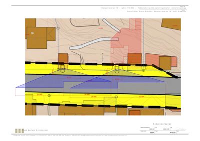 Situasjonsplan (avkjørselsplan) som viser tomtens beliggenhet, nabotomter, veier og planlagt avkjøring med dimensjoner.