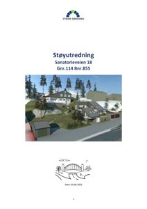 3D-visualisering av et hus og omgivelsene, sannsynligvis en støyutredning eller fasadeanalyse.