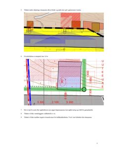 Situasjonsplan som viser utkjøringsløsning, veispor og bygningsspor med tilhørende mål og notasjoner.