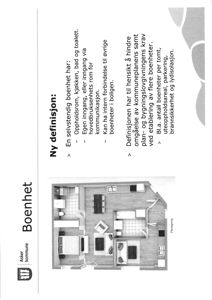 Etasjeplan (boenhet) med romfordeling og inngangsplassering.