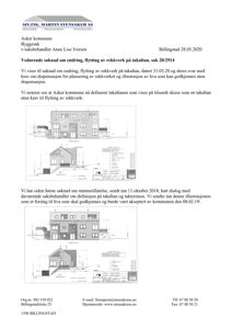 Snittegning som viser tverrsnittet av en bygning, inkludert takkonstruksjon og takterrasse.