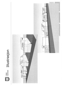 En 3D-visualisering eller illustrasjon av en bygning sett fra siden, med 'Illustrasjon' som tittel.