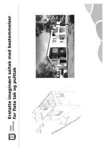 Et fotografi av en eksisterende bygning (hus) sett fra siden, med et håndtegnede skisse under.