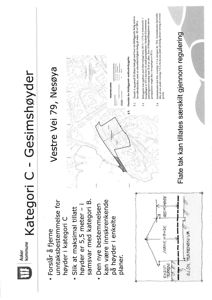 Et dokument fra Asker kommune som viser en situasjonsplan (tomtekart) for Vestre Vei 79, Nesøya, samt tekst om reguleringsbestemmelser og et snitt av takkonstruksjon.
