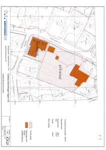 Situasjonsplan som viser tomtens grenser, areal (A=3141m2), bygningers plassering og BTA (Byggetomtareal).