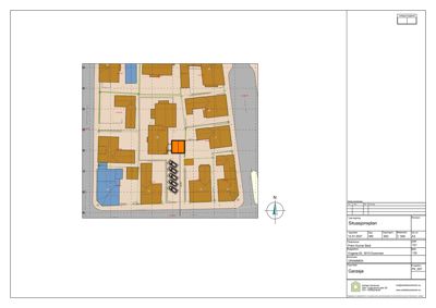 Situasjonsplan som viser bygningsplassering, tomtegrenser og nabolag.