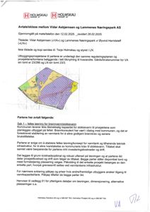Et situasjonskart som viser tomtene til Vidar Asbjørnsen (VA) og Lammernes Næringspark AS (LN), inkludert arealbruk, vannledning og vannkranplasseringer.