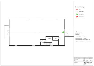 Etasjeplan (Plan 2) med romfordeling, utrymningsveier og brannvernmerknader.