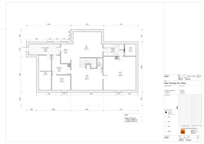 Etasjeplan for kjelleretasje i Nes Terrasse 45, Asker, med romfordeling og mål.