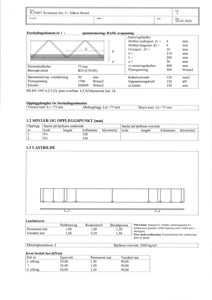 Teknisk tegning og beregningsark for en forsiklingselement (bjelke) med angitte dimensjoner, armering og laster.