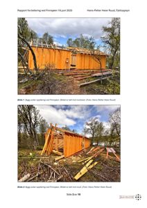 Fotografier av en bygning under oppføring ved Finnsjøen, tatt mot nordvest.
