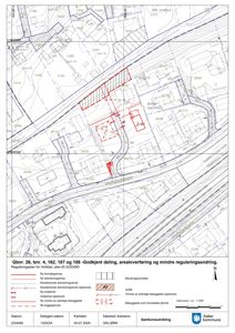 Reguleringsplan som viser eiendomsinndeling, bebyggelsesområder og grenser for Høftstadøya.