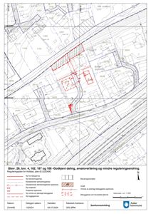 Reguleringsplan som viser eiendomsgrenser, bebyggelsesområder og arealoverføring for Høftstadøya.