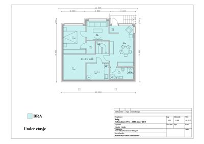 Etasjeplan for 'Under etasje' som viser romfordeling, mål og funksjoner.
