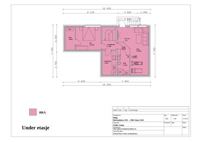 Etasjeplan for 'Under etasje' som viser romfordeling, mål og funksjoner.