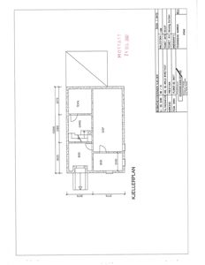 Etasjeplan (eller kjellerplan) som viser romfordeling, dimensjoner og veggforhold.