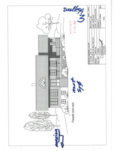 Fasadetegning av en bygning sett fra vest (mot vest).