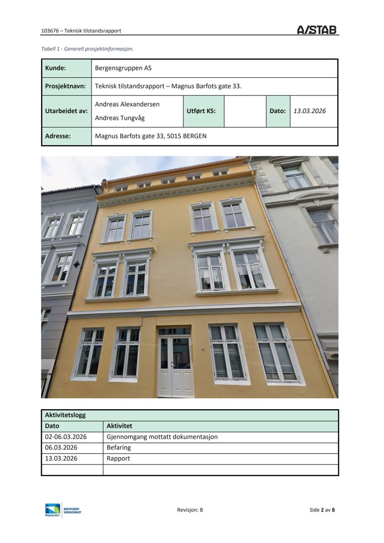 Fotografi av en gule fasade på et fleretasjes hus med hvite vinduer og dører.