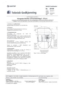 Tegning av et renseanlegg (rømningsbeholder) med snitt og dimensjoner.