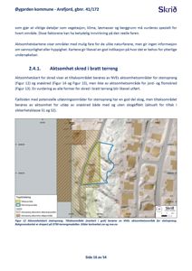 Et aktsomhetskart (situasjonsplan) som viser et skredområde i Øygarden kommune, med overlagte kartlag for tiltaksområde og skredområde.