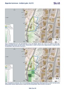 Kart som viser terrengmodell, treforhold og kornedekning for en tomt i Øygarden kommune.