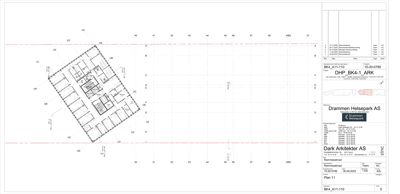 Etasjeplan (BK4, A11-110) som viser romfordeling og veggkonstruksjoner for et bygg.