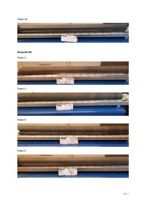 Fotografier av prøvetatte rør med merkelapper, sannsynligvis fra en byggeplass eller laboratoriekontroll.