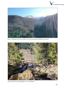 Fotografier av et fjellandskap og bekkeløp i Liagrovimarka.