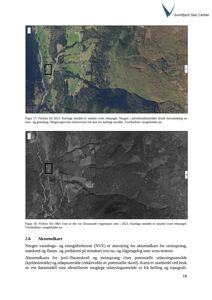 Bildet viser to flyfotografier (fra 1964 og 2023) av et kartlagt område, inkludert en skogsvegen og vegetasjon. Under bildene er det tekst som forklarer innholdet.