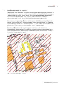 Situasjonsplan som viser tomt, bygninger og områder med overlappende ruter.