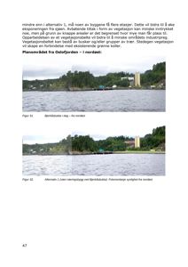 Fotomontasje som viser et landskap med vann og vegetasjon, illustrerende et planområde.