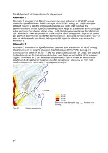 Et støysonenkart som viser beregnet støy (Lden) i området, med fargekoding for ulike nivåer.