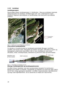 Bildet viser ortofoto og fotocolage av et landskapsområde med topografiske og industrielle elementer, inkludert en kyststripe og siloer.